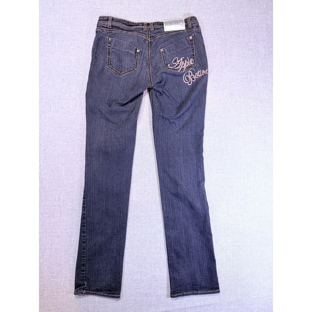Apple Bottoms Jeans Women 10 Bootcut Dark Wash Y2K Embroidered Logo Low Rise - Picture 9 of 11